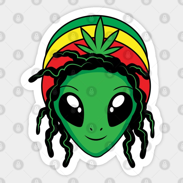 Rasta Alien Sticker by MightyShroom